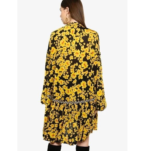 Free People Love Letter Tunic Floral Yellow Black M - Picture 5 of 11